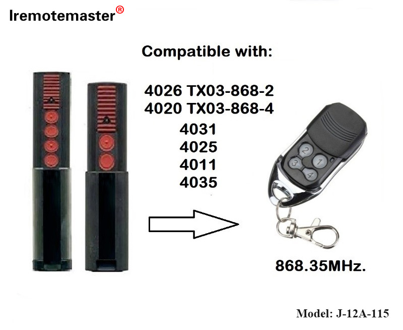 4020 4026 TX03-868-4 ريموٽ ڪنٽرول 868mhz TX03-8-4 رولنگ ڪوڊ لاءِ