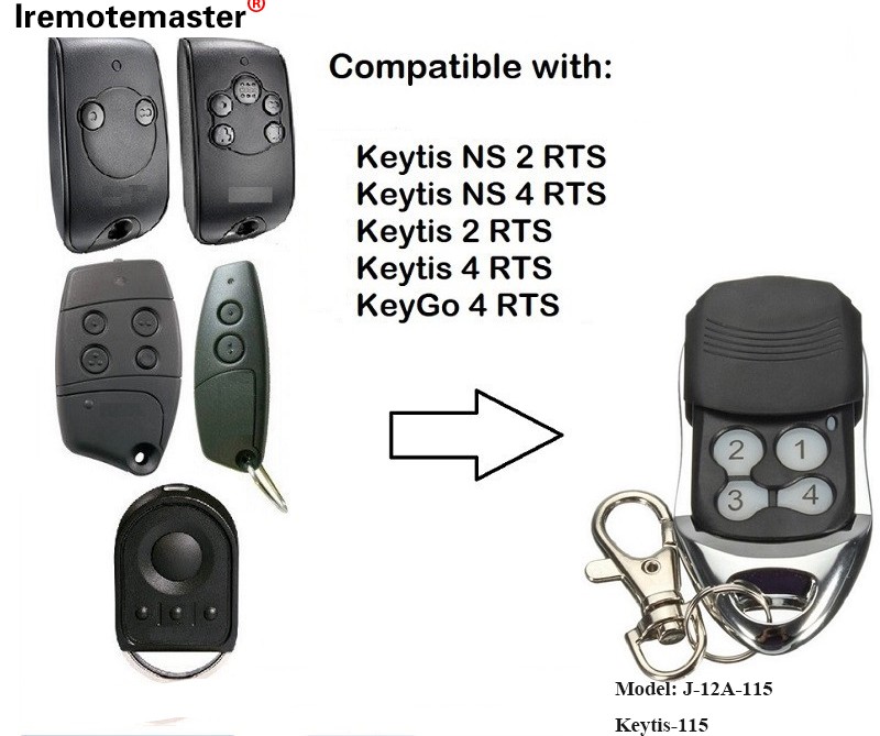 Keytis NS 2 RTS Keytis NS 4 RTS گيراج دروازو ريموٽ ڪنٽرول 433.42MHz لاءِ